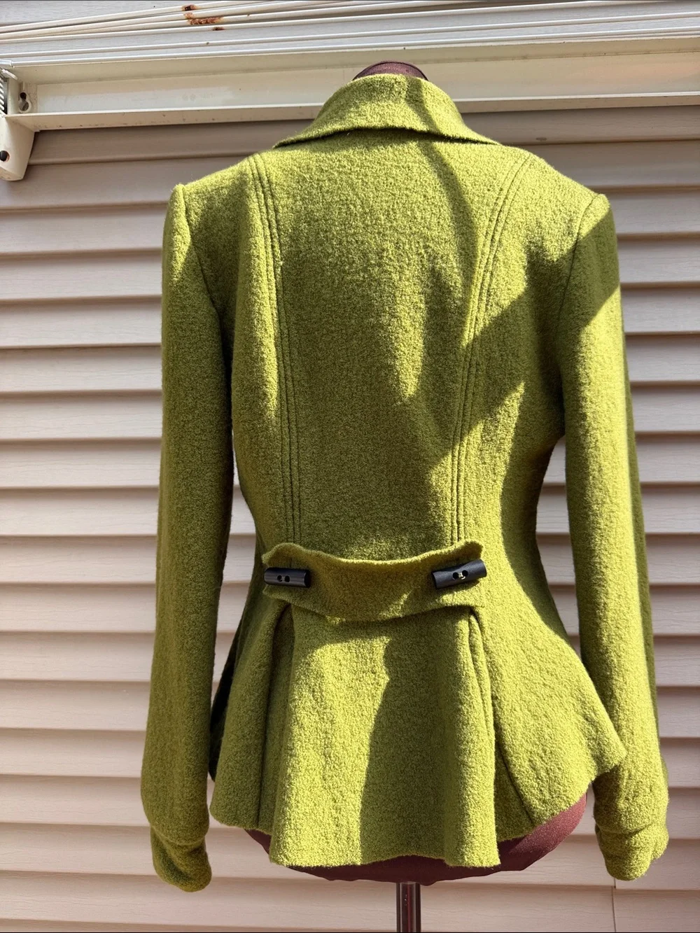 Eva Tralala Paris chartreuse 100% boiled wool toggle French style jacket Size S - Picture 7 of 14